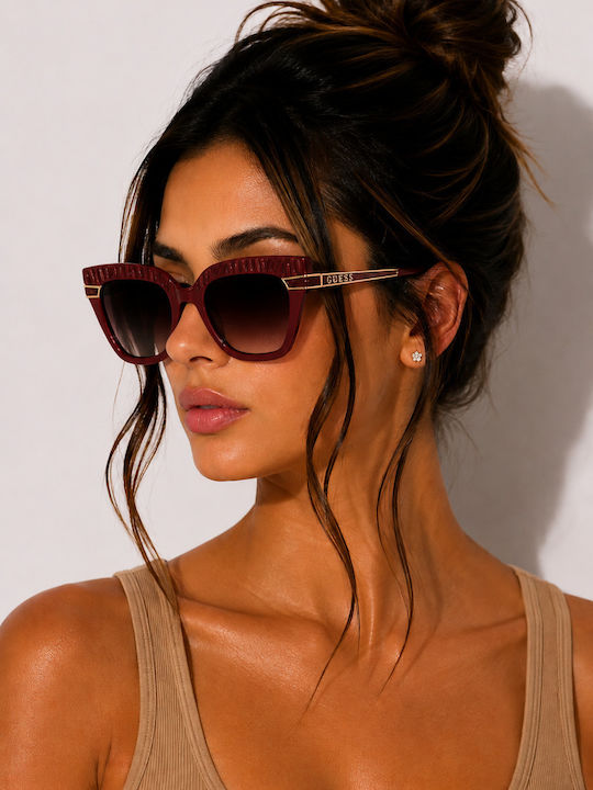 Guess Women's Sunglasses with Black Frame and Burgundy Gradient Lens GF00015-69T