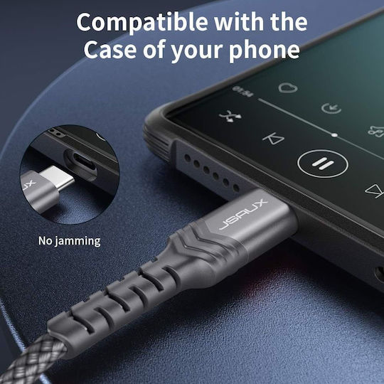 Jsaux Плетен кабел USB-C мъжки - 3,5 мм Сив 1 м
