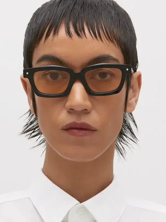 Kuboraum Mask P25 8t Unisex Sunglasses With Black Horn-Rimmed Frame And Yellow Lens