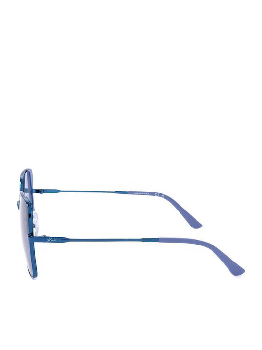 Karl Lagerfeld Damentag Sonnenbrillen mit Blauem Metallischen Rahmen und Blauen Gläser