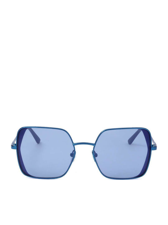 Karl Lagerfeld Damentag Sonnenbrillen mit Blauem Metallischen Rahmen und Blauen Gläser