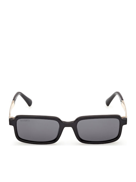Max & Co Women's Sunglasses with Black Horn-Rimmed Frame and Black Lens MO0159 01A