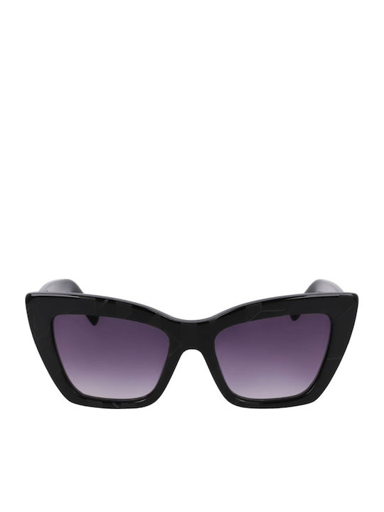 Karl Lagerfeld De damă Ochelari de soare cu Negru Din plastic Cadru și Violet Ochelari de soare Lentilă