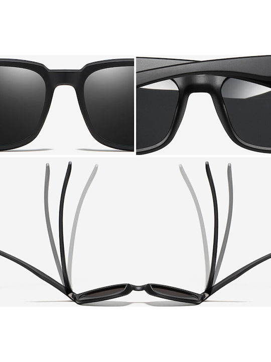 Techsuit Unisex Ochelari de soare cu Negru Cadru și Negru Polarized Lentilă
