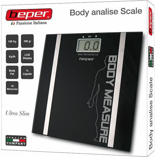 Beper Digital Bathroom Scale with Body Fat Counter Black 40.808A