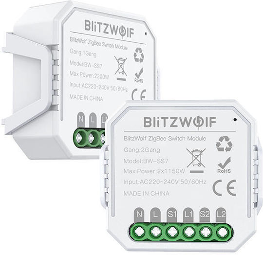 BlitzWolf Smart Switch 1 Καναλιού Wi-Fi & ZigBee 10A