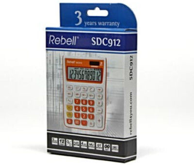 Rebell SDC912 Taschenrechner 12 Ziffern in Orange Farbe 1Stück