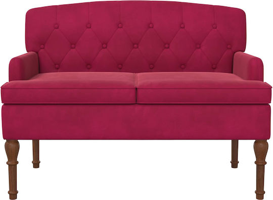 Two-Seater Velvet Red Couch 111x65x79cm