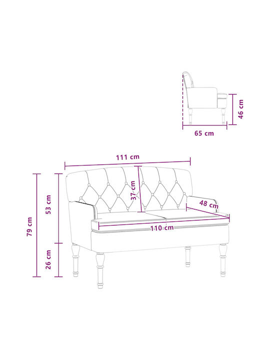 Canapea Cu Două Locuri Catifea Albastră 111x65x79cm