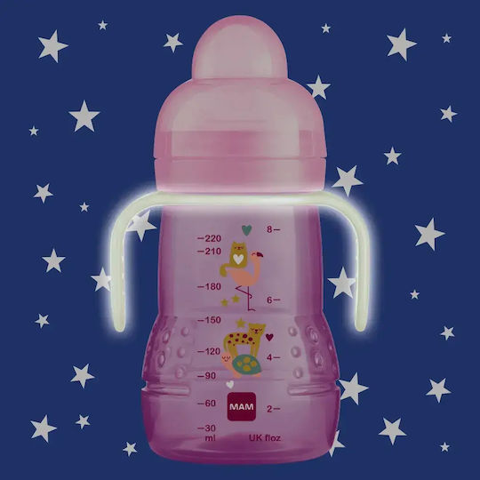 Mam Educational Sippy Cup Plastic with Handles Pink Cat Clouds for 4m+m+ 220ml