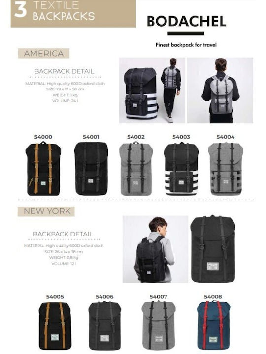 Τσαντα Backpack Fashion Street New York Grey 26x14x38cm