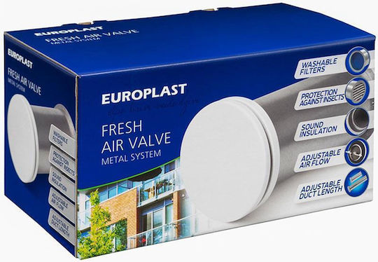 Europlast Smk2-125db - Natural ventilation kit, metal, with soundproofing and protection mesh
