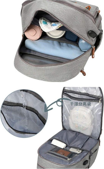 Queen Mother Diaper Bag Backpack Gray 35x15x44cm