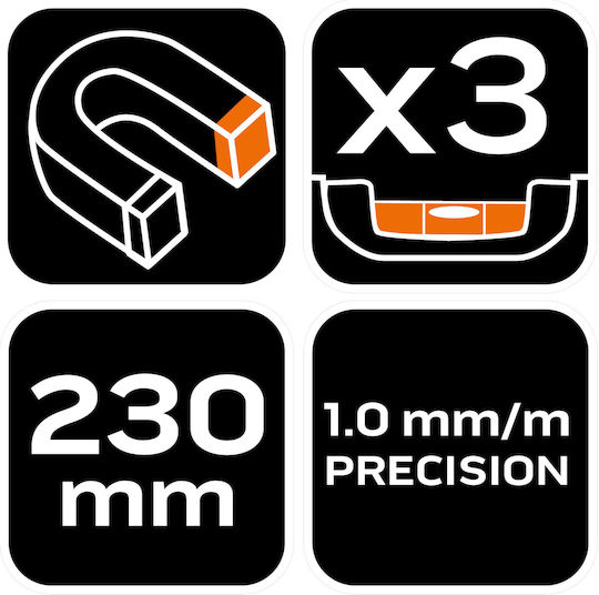 Neo Tools 71-002 Wasserwaage Aluminium Magnetisch 23cm