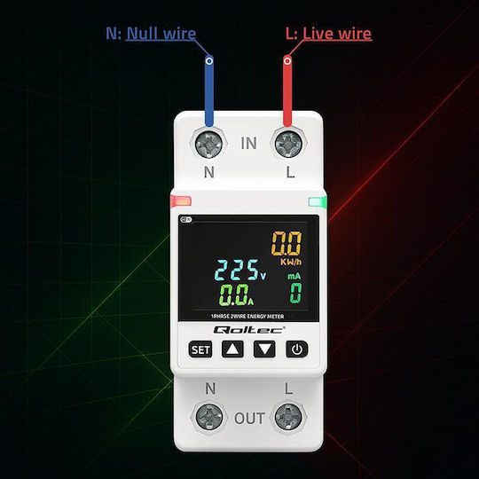 Qoltec Energy Analyzer Electric Panel Digital Rail Single-Phase Wi-Fi Tuya 50981