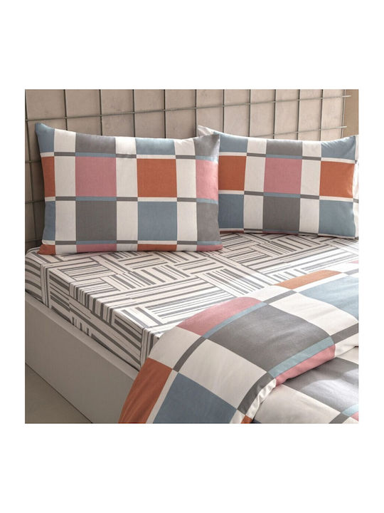 Tac Set Huse Pentru Pilote 100% Bumbac 160x200cm Simplă Cu Față De Pernă & 1 Cearșaf Albastru
