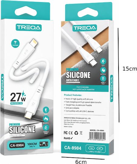 Treqa Data Cable USB-C Male - USB-C 27W 1m CA-8984