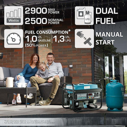 Könner & Söhnen KS 2900G Generator De Curent Pe Benzină/GPL Patru Timpi