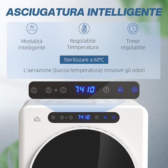HomCom B61-010V90WT Uscător 3kg cu Pompă de căldură