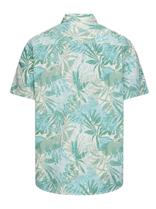Short Sleeve Cotton Shirt Turquoise