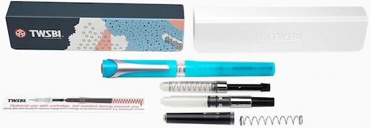 Twsbi Calligraphy Fountain Pen Extra Fine Blue Plastic with Blue Ink