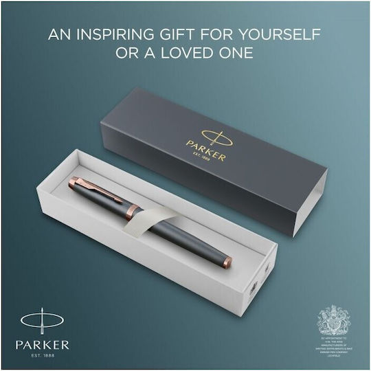Parker Im Slate Pgt Stilou Medium Roșu Din Alamă Cu Cerneală Albastră