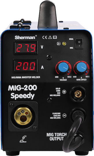 Sherman Speedy Ηλεκτροκόλληση Inverter MAG / MIG / TIG με Μέγιστο Ρεύμα Συγκόλλησης 200A και Κύκλο Εργασίας 40%