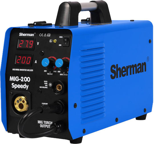 Sherman Speedy Ηλεκτροκόλληση Inverter MAG / MIG / TIG με Μέγιστο Ρεύμα Συγκόλλησης 200A και Κύκλο Εργασίας 40%