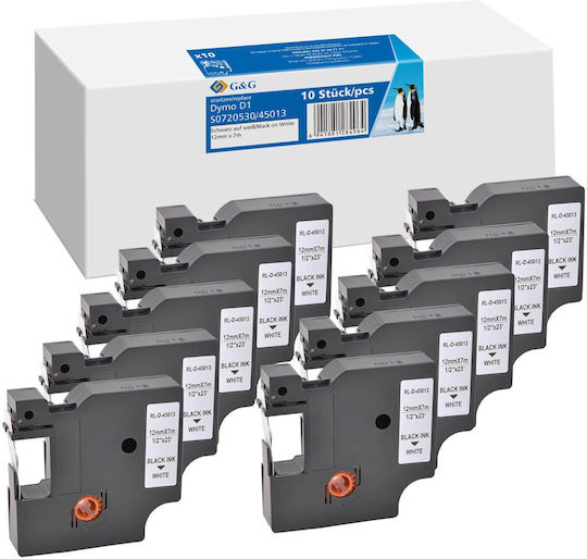 G&G Label Maker Tape 1m x 9mm in White Colour Compatible with Dymo D1