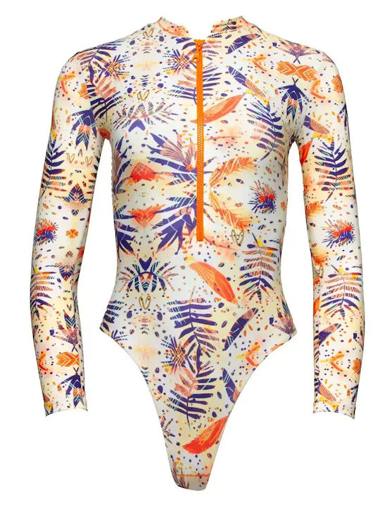 One Piece Swimsuit With Zipper Yellow