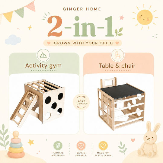 GINGER HOME Kinder Tische Set mit Stühlen für Malerei Beiges