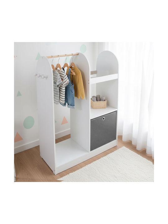 Relaxdays Agățătoare Pentru Copii Multi Hook Din Lemn Albă 108x35x97cm