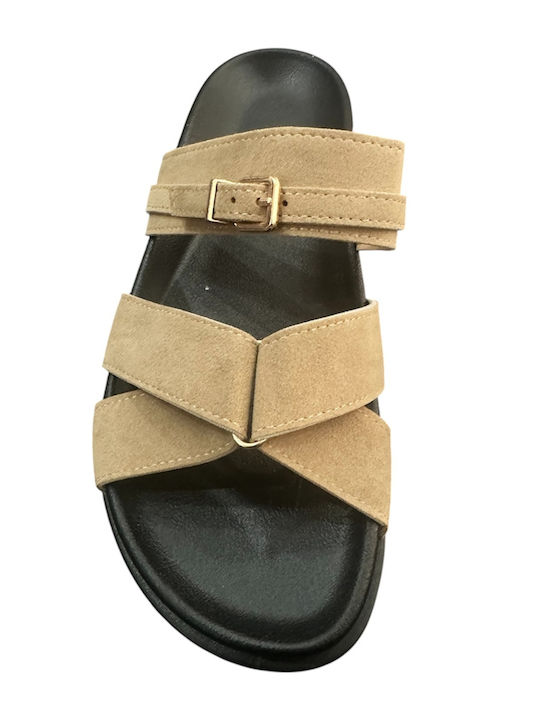 Damen Flache Sandalen Khaki