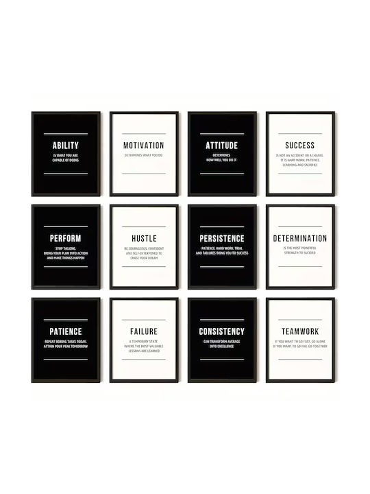 Set of 12 Wall Decoration Posters Without Frame 20.32x25.4cm Code 030