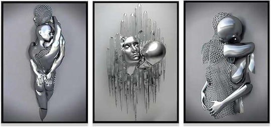 Leinwand Wandposter Ohne Rahmen 3x 60x90cm Metallfigur Design