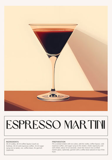 Poster Espresso Martini Cocktail Pst25472 21cm X 30cm Premium Black Wooden Frame