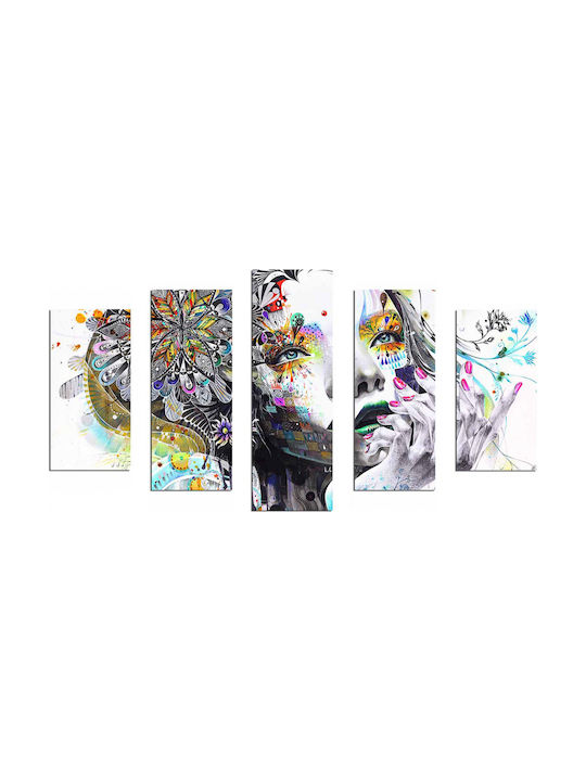 HomeMarkt Modern Dazzling Beauty Girl Fivefold Painting on Canvas 60x100cm