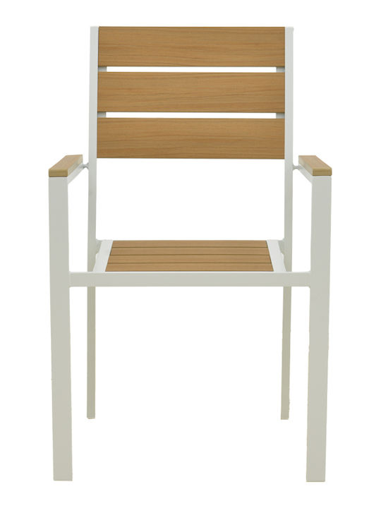 Garten- und Outdoor-Möbelsets Typsatz Speisesaal 7 Stücke Herstellerfarbe Weiß mit Sonnenschirmhalter