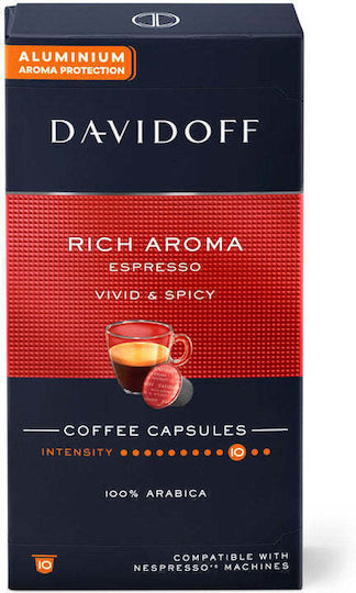 Davidoff Kapseln Espresso Rich Aroma Kompatibel mit Maschine Nespresso 10Mützen