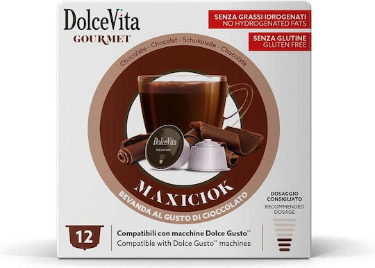 Dolce Vita Schokoladen Kaffee- und Getränkekapseln Kompatibel mit Maschine Dolce Gusto 12 Stück