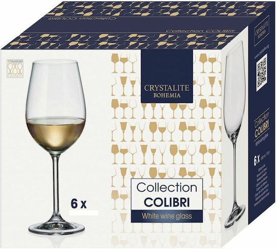 Bohemia Colibri Set Glasses for White Wine Crystal Goblet 350ml 6 Pieces
