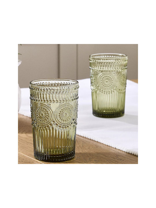 Arte Regal Set Glas Brillen aus Glas in Grün Farbe 360ml 4 Stück