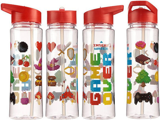 Puckator Glass Water made of Plastic in Red Color with straw 550ml