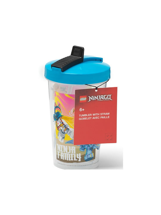 LEGO Ninjago Glas Wasser aus Plastik mit Strohhalm 500ml