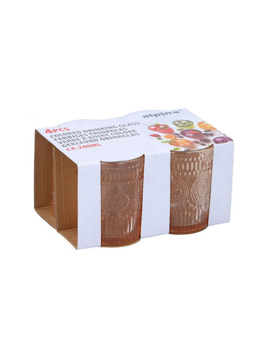 Ποτήρι Νερού Πορτοκαλί S/4 Κλασικό 240ml/7,8x10cm