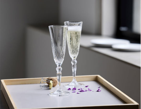 Lyngby Melodia Set Brillen Champagner Kelch Kristall 4 Stück