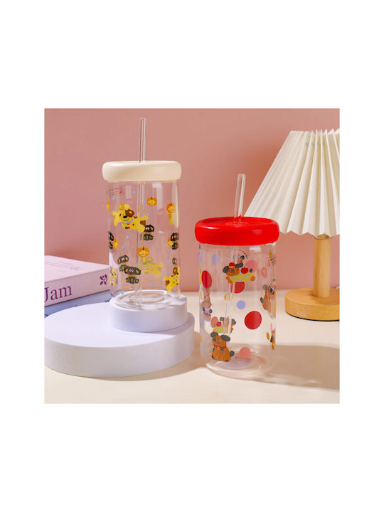 Glas mit Strohhalm 600ml
