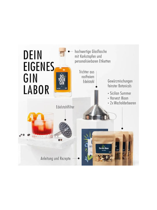 Craftly – Gin Infusion Kit – Δημιουργήστε Δικό Σας Μοναδικό Gin Eu-de-mn-dyg-mfn Ποτήρι Κοκτέιλ/Ποτού / Νερού από Γυαλί σε Πορτοκαλί Χρώμα 700ml