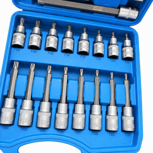 Σετ Καρυδάκια Μακριές Μύτες Torx 1/2" 32 Τμχ Gebo Tools