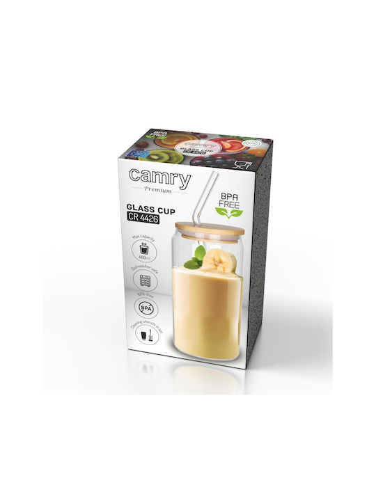 Camry Camry Kaffee/Freddo Wasser Glas mit Strohhalm 460ml